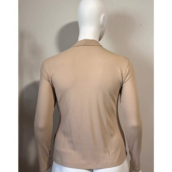 On 34th Plus Size 0X Light Beige Mock Neck Ribbed-Knit Top / Sweater NWT - Picture 3 of 4
